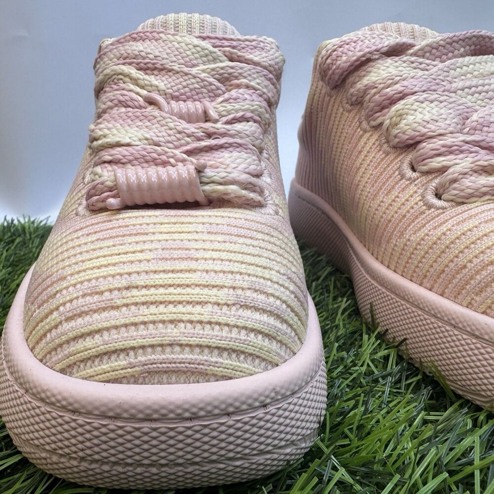 Burberry Pink Check Knit Sneakers Womens 6.5 US 36.5 EU Luxury Shoes - Picture 6 of 14